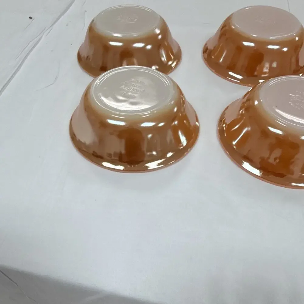 Copied - Fire-King Peach Laurel Stackable 4pc Bowl Set Mid-Century Pressed Glass